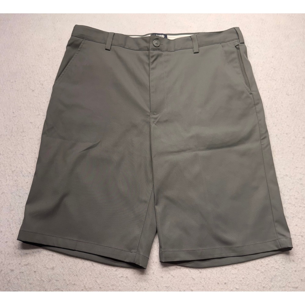 Lands End Mens Performance Chino Shorts 34 Gray Golf Active Zip Pocket